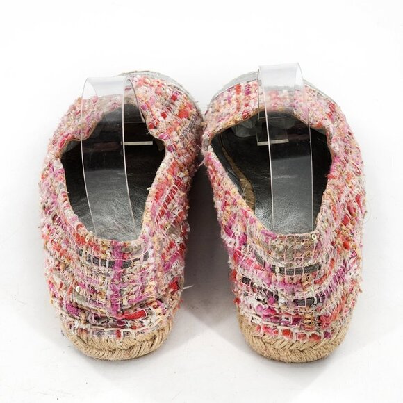 CHANEL Tweed Silver Cap Toe Espadrille Flats - Picture 6 of 12